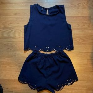 Zaful navy blue two piece set